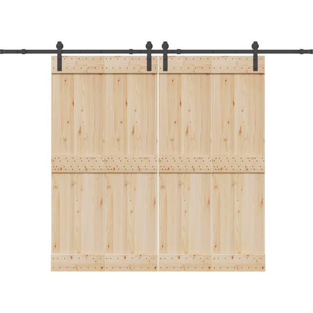 (152.5 cm) vidaXL Sliding Door Hardware Kit 200 cm Steel Black sliding door hardware