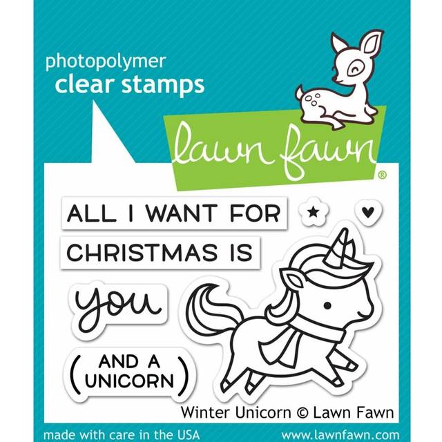 Lawn Fawn Winter Unicorn 2X3 Clear Stamp Set