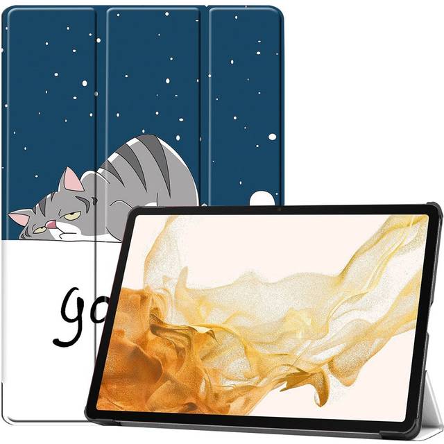 EIDERWOOD Samsung Galaxy Tab S10 Plus Konstläder Fodral m. Mönster - Katt