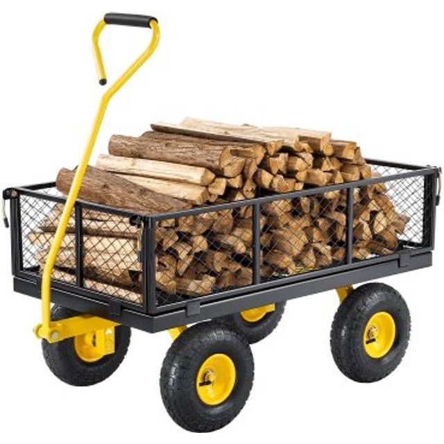 Vevor - 900 Lbs Heavy Duty Steel Garden Cart, Garden Wagon Cart on Wheels, Outdoor Metal Yard Utility Wagon Carts with 10' Tires and Mesh Removable