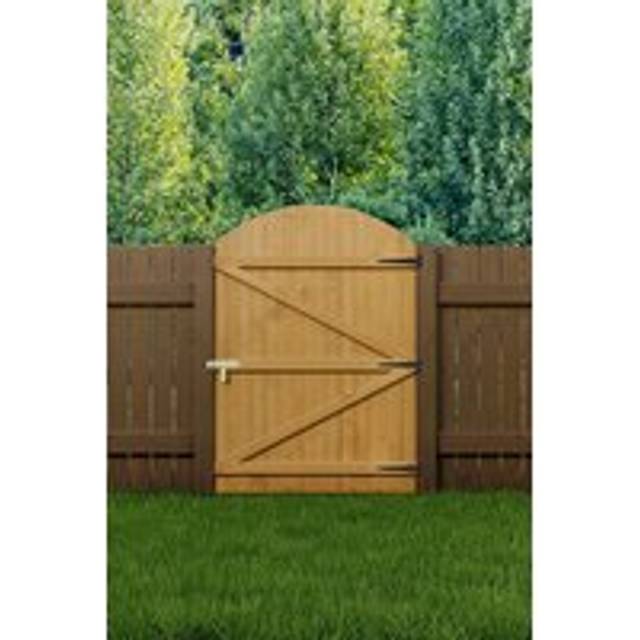 Semi Braced Arch Top Strong Wooden Garden Gate 105cm W x 150cm H - Natural - One Size