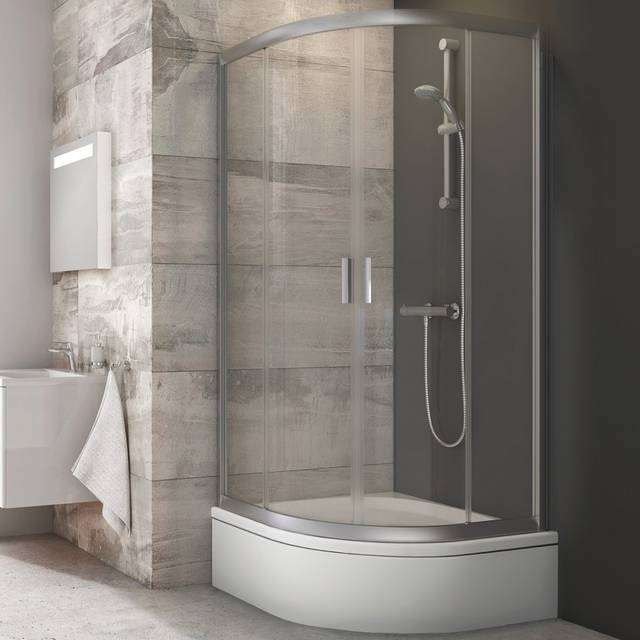 Ravak Duschhörn med Duschkar Sabina 80x80 cm Rund Krom Satin
