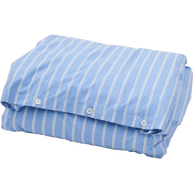 Tekla - Percale stripes double duvet cover 220x220cm island blue stripes - Påslakan - Blå