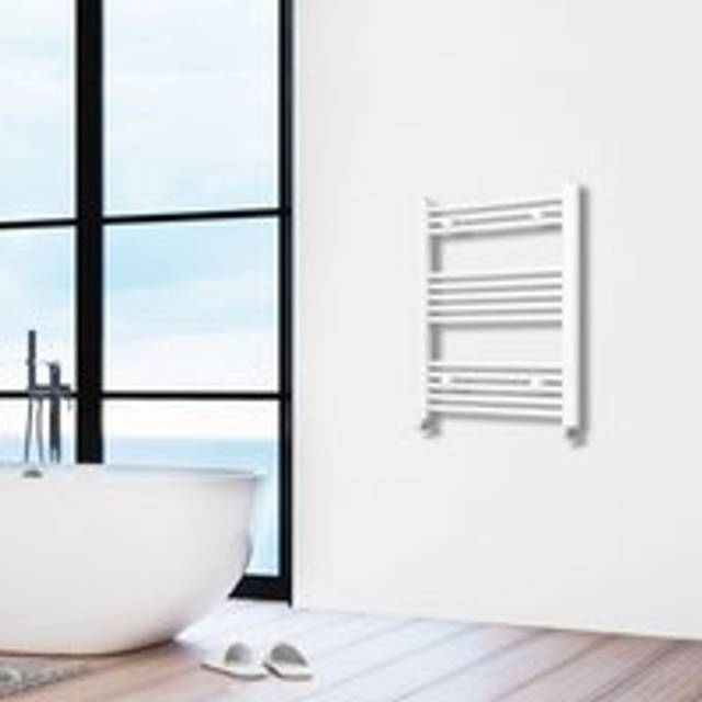 Straight White Heated Towel Rail Radiator 800x550mm - Sky Bathroom