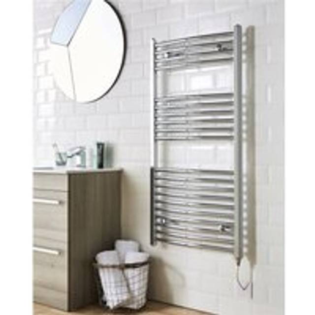 Chrome Electric Towel Rail Straight 1200mm (H) x 500mm (W) - Silver - One Size