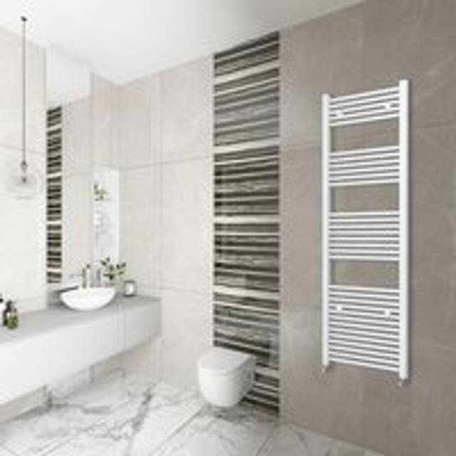 Straight Heated Towel Rail Radiator 1800x550mm White - Sky Bathroom