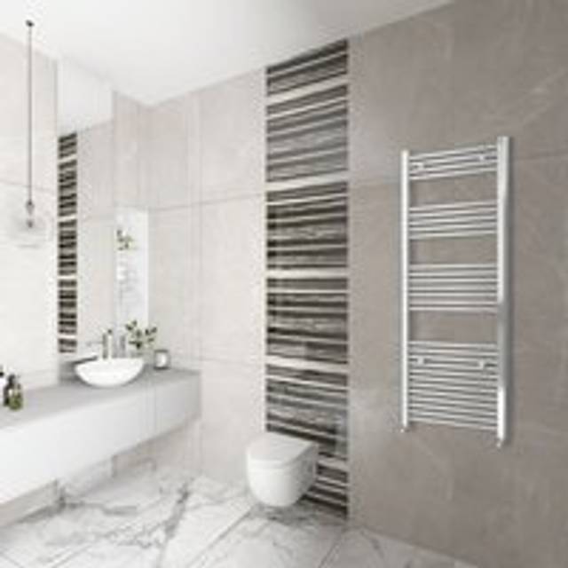 Chrome Heated Towel Rail Radiator Straight 1600x550mm - Sky Bathroom