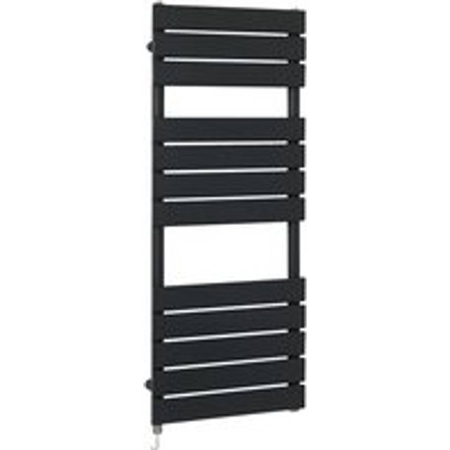 Milano - Lustro Electric - Modern Black Flat Panel Heated Towel Rail Radiator with Simple Heating Element - 1200mm x 450mm