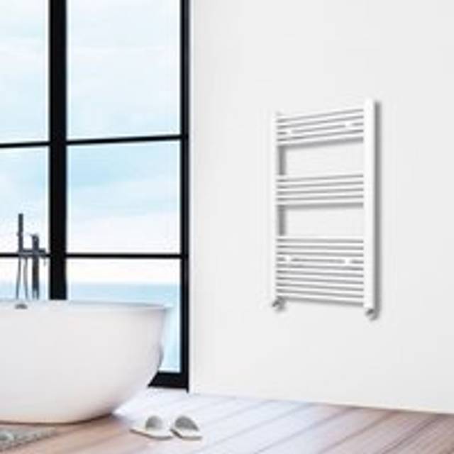 Straight White Heated Towel Rail Radiator 1200x550mm - Sky Bathroom