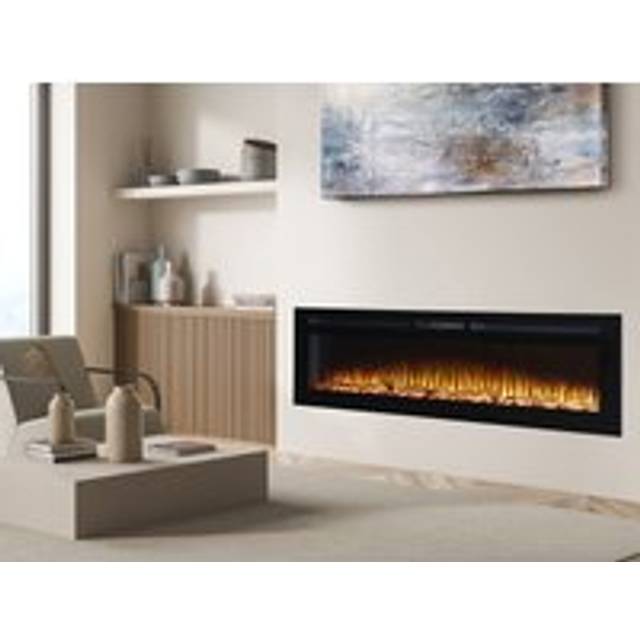 Adam Orlando Inset Wall Mounted Electric Inset Fire 72 inch - Black - 50 x 183 x 12cm
