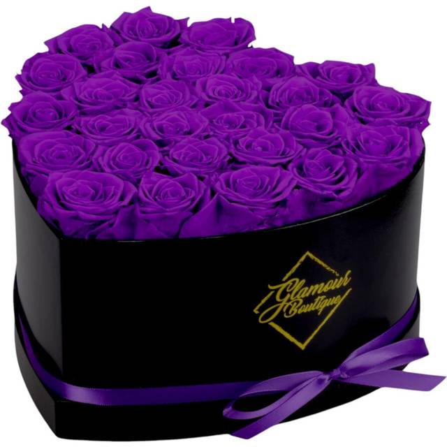GLAMOUR BOUTIQUE 27Piece Forever Flowers Heart Shape Box  Preserved Roses  Immortal Roses That Last A Year  Eternal Rose Pres