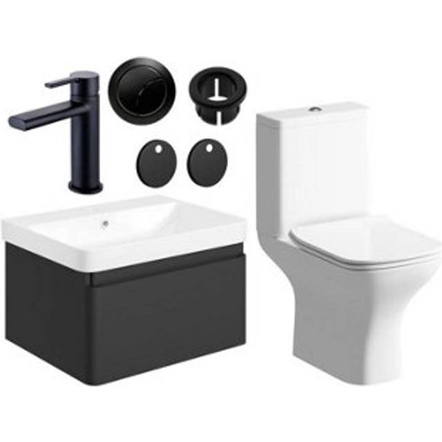 Sophie 605MM Vanity Unit Matt Black WC Set with Matt Black Finishes - One Size