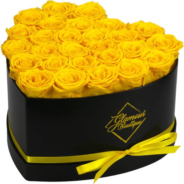 GLAMOUR BOUTIQUE 27Piece Forever Flowers Heart Shape Box  Preserved Roses  Immortal Roses That Last A Year  Eternal Rose Pres