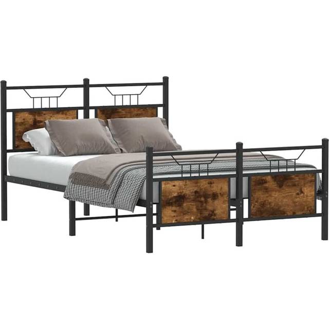 Sängram utan madrass rökfärgad ek 120x190 cm konstruerad trä