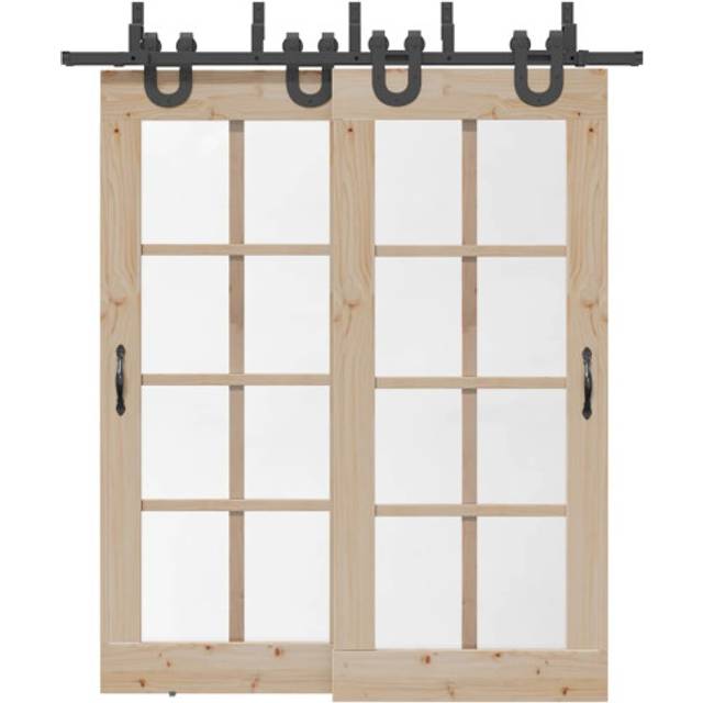 vidaXL Sliding Door Hardware Kit 200 cm Steel Black