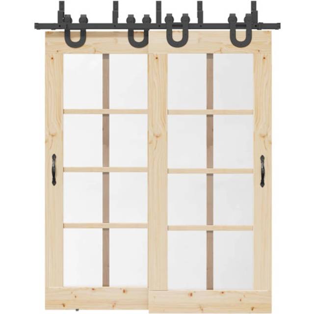 vidaXL Sliding Door Hardware Kit 183 cm Steel Black