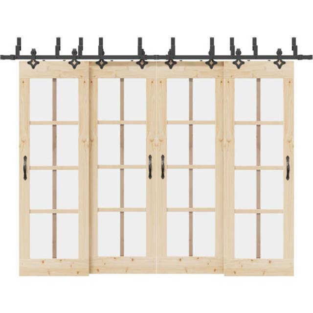 vidaXL Sliding Door Hardware Kit 305 cm Steel Black