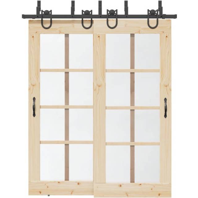 vidaXL Sliding Door Hardware Kit 183 cm Steel Black