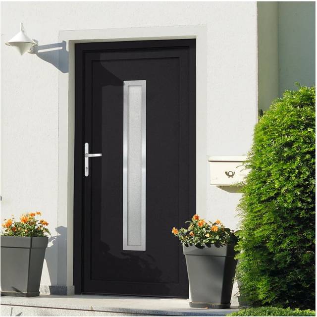 vidaXL Ytterdörr antracit 88x200 cm PVC