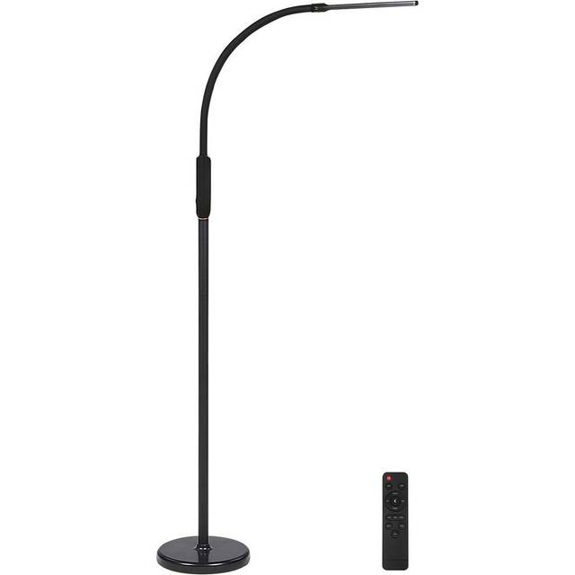 Convertible LED Floor and Clamp-On Lamp APUS with Dimmer Metal Black