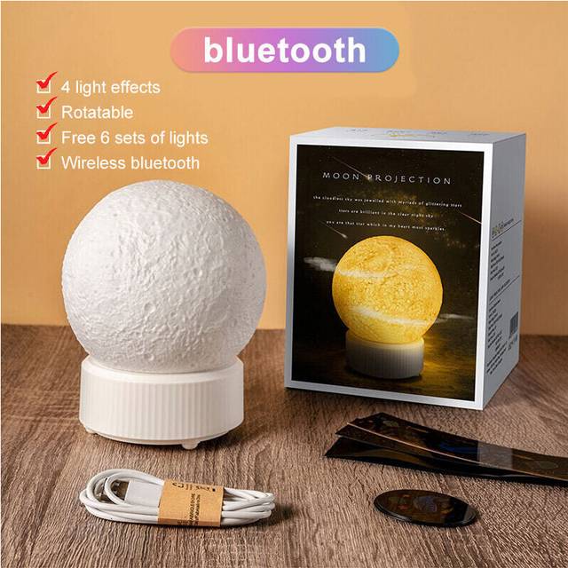(Bluetooth) Night Light Starry Sky LED Projector Lamp Baby Kid Bedroom Projection with Music