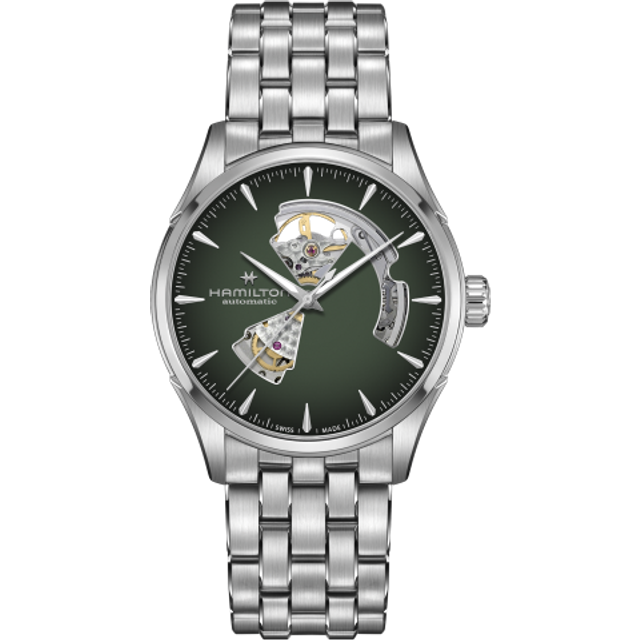 HAMILTON Jazzmaster Open Heart Automatic SS 42MM Green Dial Men's Watch H32705160 - 42 mm