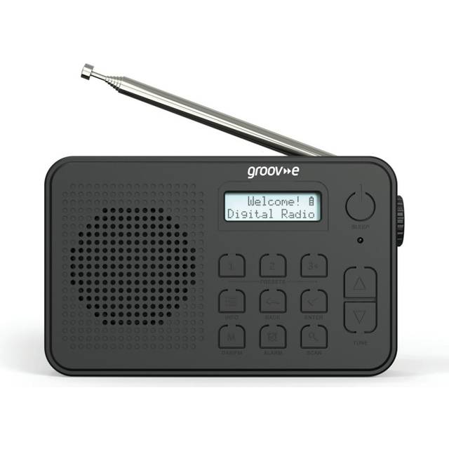 Groov-e Madrid Rechargeable DAM and FM Radio with Bluetooth - Black - 34.9 x 41 x 4cm