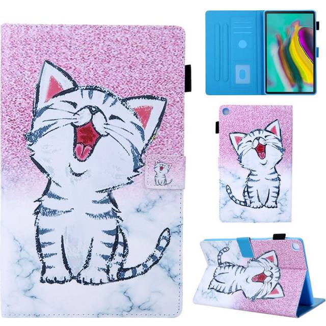 Samsung Galaxy Tab A 10.1 (2019) flipfodral i läder med supreme-mönster - Söt Katt