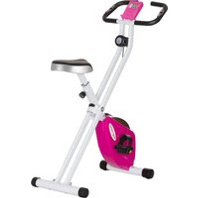 Sportnow Folding & Quiet Exercise Bike With 8-level Magnetic Resistance And Heart-rate Sensor For Home Gym, Pink And White