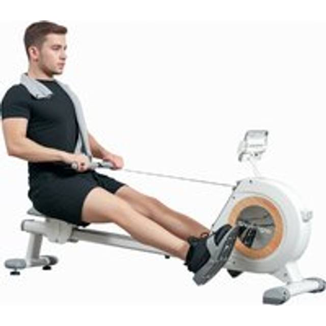 SPORTNOW Rowing Machine, 16-Level Magnetic Rower Machine with LCD Monitor and Phone Holder, for Home Gym Cardio Training, 150kg, White