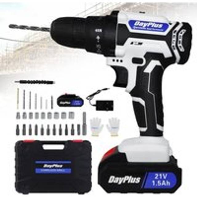 Dayplus - 2024 Cordless Electric Screwdriver Drill Power Tool Kit w/ Rechargeable Battery