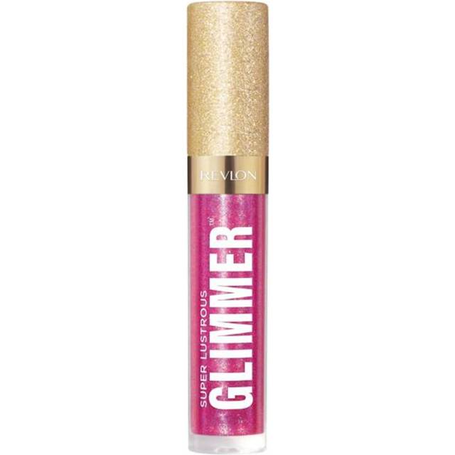 REVLON Super Lustrous Glimmer Gloss  Non-Sticky Lip Gloss  High-Shine Finish  Plant-Based Glitter  009 Razz Beamy  0.13 fl oz
