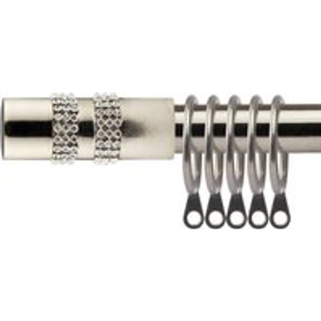 New Edge Blinds 120-210cm Extendable Brushed Silver Sparkle Metal Curtain Pole - 120 - 210cm