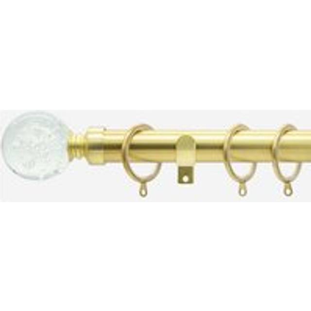 Brushed Gold 28mm Glass Bubbles Fixed Length Metal Curtain Pole - 290cm