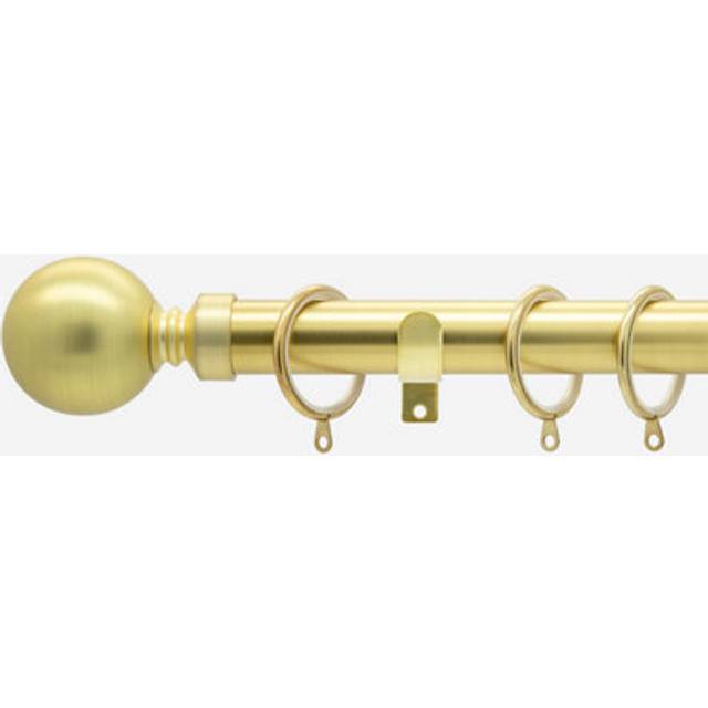 Brushed Gold 28mm Ball Fixed Length Metal Curtain Pole - 160cm