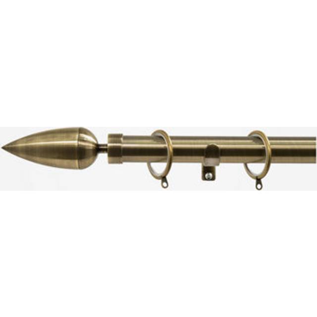 Antqiue Brass 28mm Teardrop Fixed Length Metal Curtain Pole - Bronze - 240cm