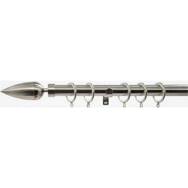 Stainless Steel 28mm Teardrop Fixed Length Metal Curtain Pole - Metallic Silver - 270cm