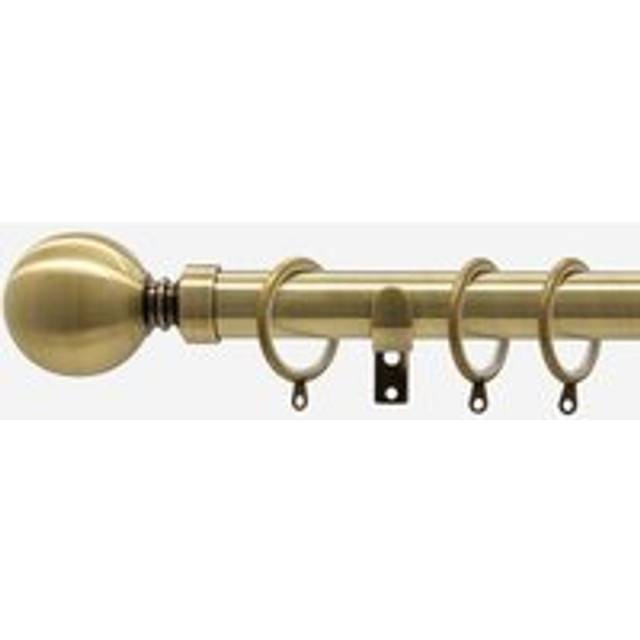 Antqiue Brass 28mm Ball Fixed Length Metal Curtain Pole - Bronze - 270cm