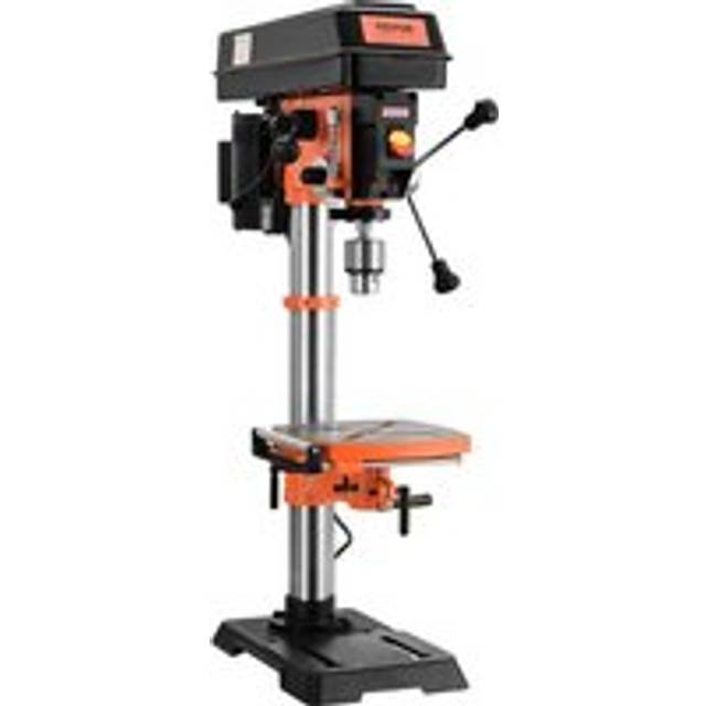 VEVOR 750W bänkborrpress, 440-2580 varv/min. Borrpress med kontinuerligt variabel hastighetsjustering med 0-45° tiltbart arbetsbord, 12 tum sväng, röntgenpositionering