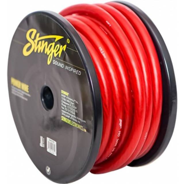 Stinger 50mm2 OFC strömkabel, matt röd, lösmeter