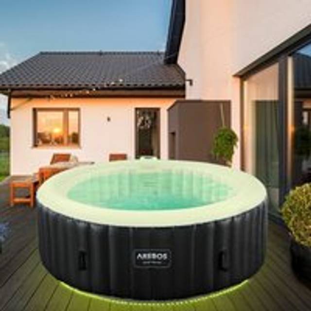 Arebos - In-Outdoor Whirlpool Spa Pool Wellness Massage Inflatable Round with led