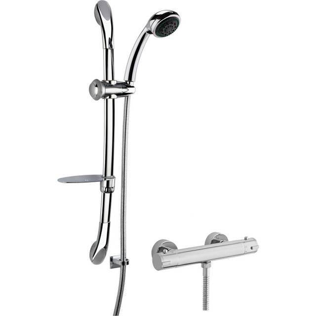 Round thermostatic minimalist bar valve with luxury slide rail kit shower bundle
