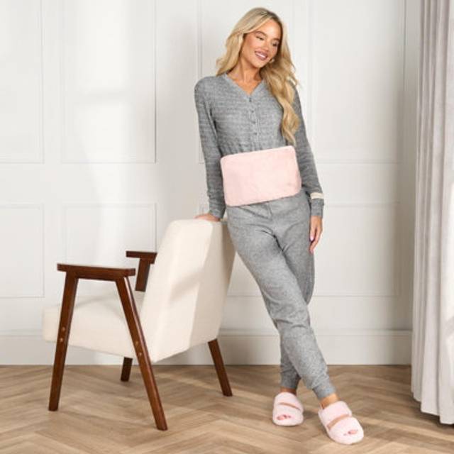 OHS Faux Fur Adjustable Hot Water Bottle Belt - Blush - Pink