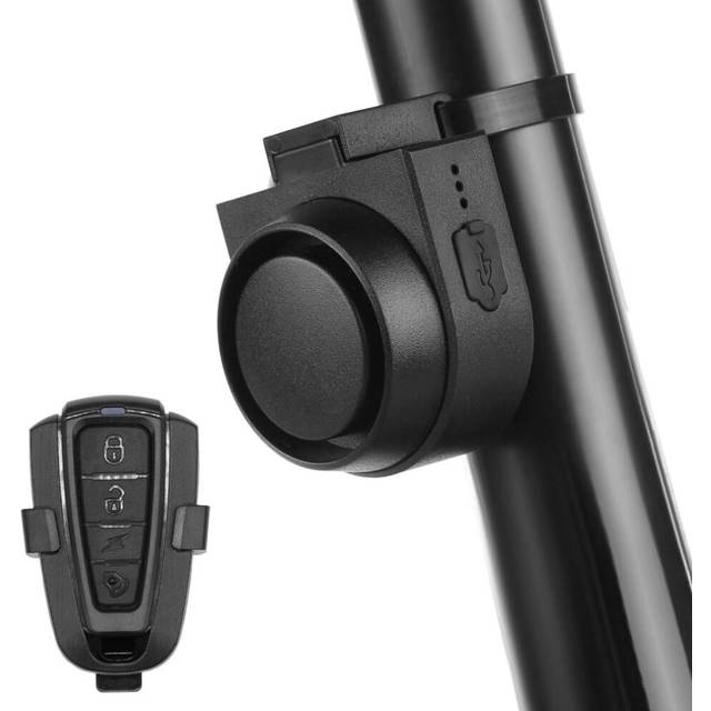Wireless Bike Horn 115dB Loud Bicycle Anti-theft Horn IPX5 Bicycle Alarm Bell with 5 Sound Modes 3 black