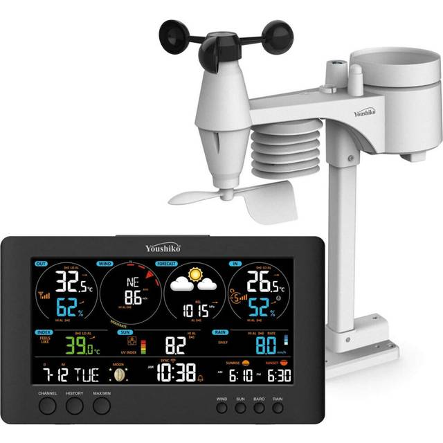 YOUSHIKO YC9471 OFFICIAL UK VERSION WIFI INTERNET WUNDERGROUND & WEATHERCLOUD , PROFESSIONAL 7-IN-1 WEATHER STATION