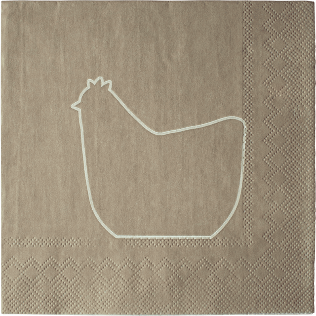 DBKD Happy hen paper napkin 33x33 cm 20-pack Brown