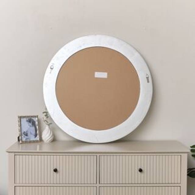 Large Round Silver Vintage Wall Mirror 80cm x 80cm Material: Mirrors