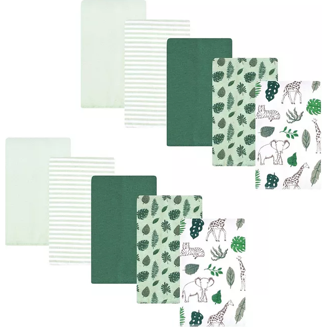 Hudson Baby Unisex Baby Flannel Burp Cloth 10pk  Jungle  One Size