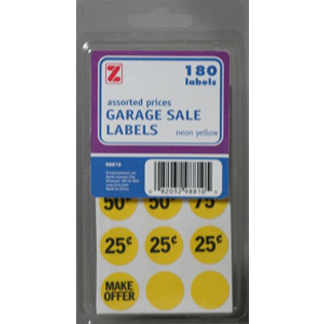 "ADVANTUS Self Adhesive Garage Sale Labels  3/4"""" Circle  180 Labels  Assorted Prices  Yellow (Z98810)"