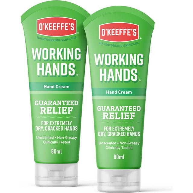 O'Keeffe's Working Hands, 80ml Tubes (2 Pack) - Hand Cream for Extremely Dry, Cracked Levels, Creates a Protective Layer & Prevents Loss